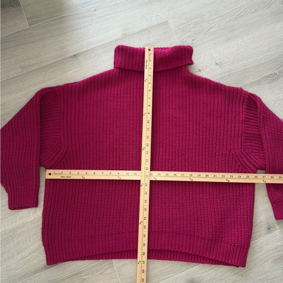 Free People Chunky Knit Turtleneck Sweater Pink Oversized Medium - Picture 2 of 7